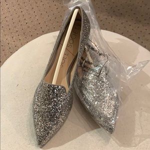 Silver glitter loafer